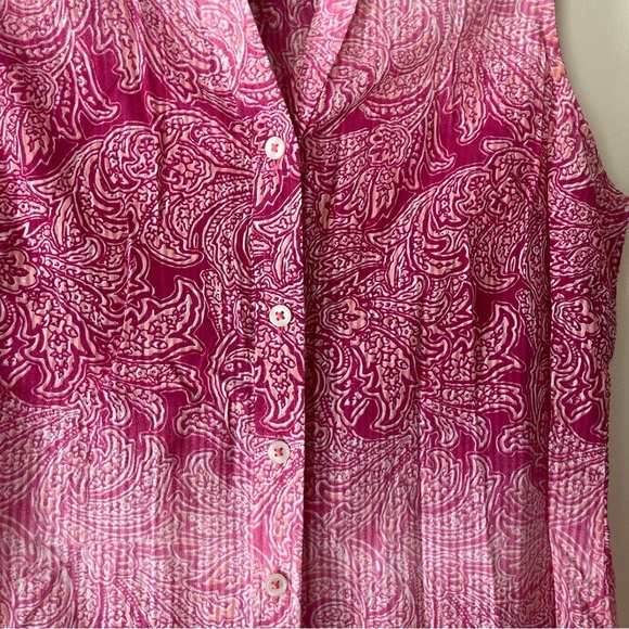 Kim Rogers Pink Paisley Sleeveless Blouse women’s Size Small Ombré 100% cotton - Picture 5 of 9